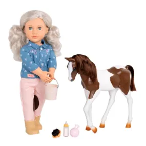 Our Generation Doll Yanira White-Blonde Hair 18inch with Pet Foal