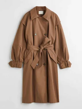 Oversized balloon-sleeved trenchcoat