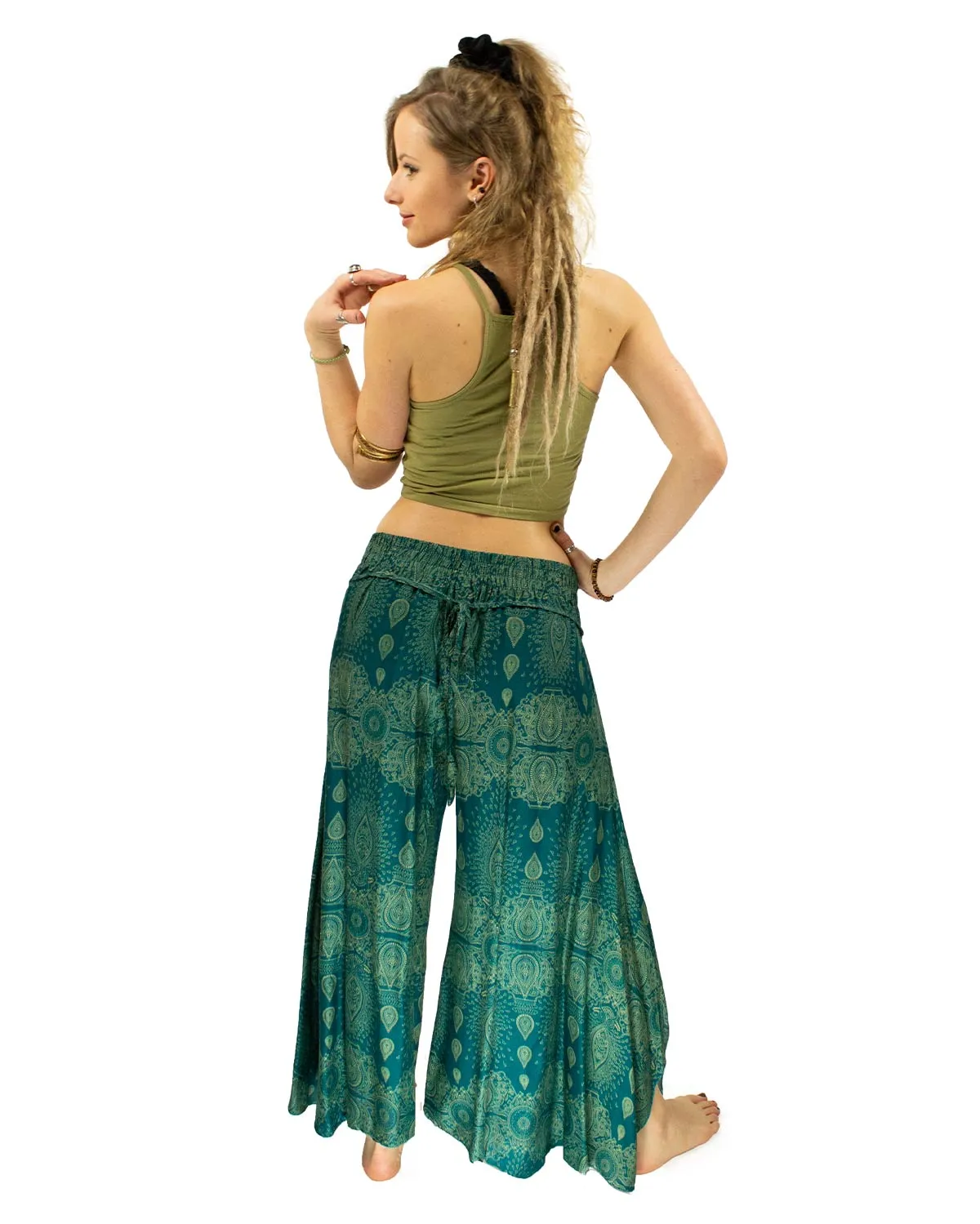 Patterned Palazzo Harem Pants Turquoise