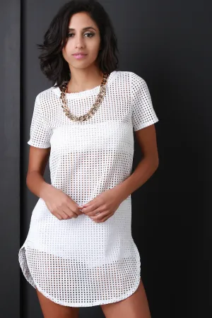 Perforated Chain Necklace Tunic Top