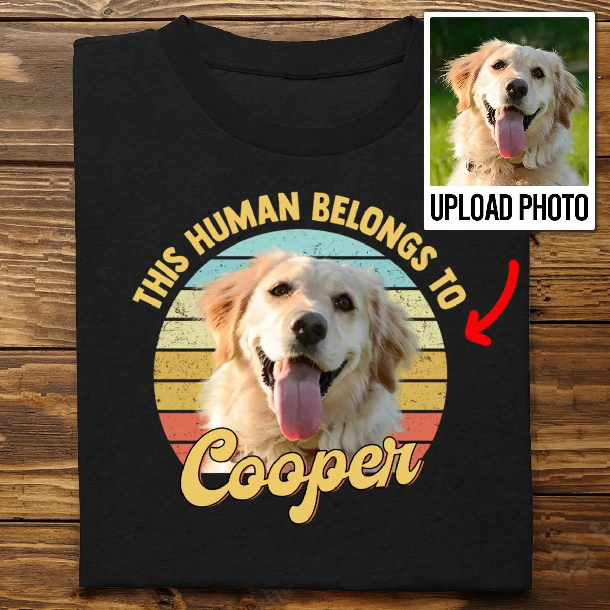 Pet Lovers - Custom Photo This Human Belongs To - Personalized Unisex T-shirt