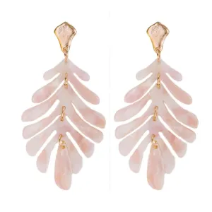 Petite Palm Drop Earrings - Pink