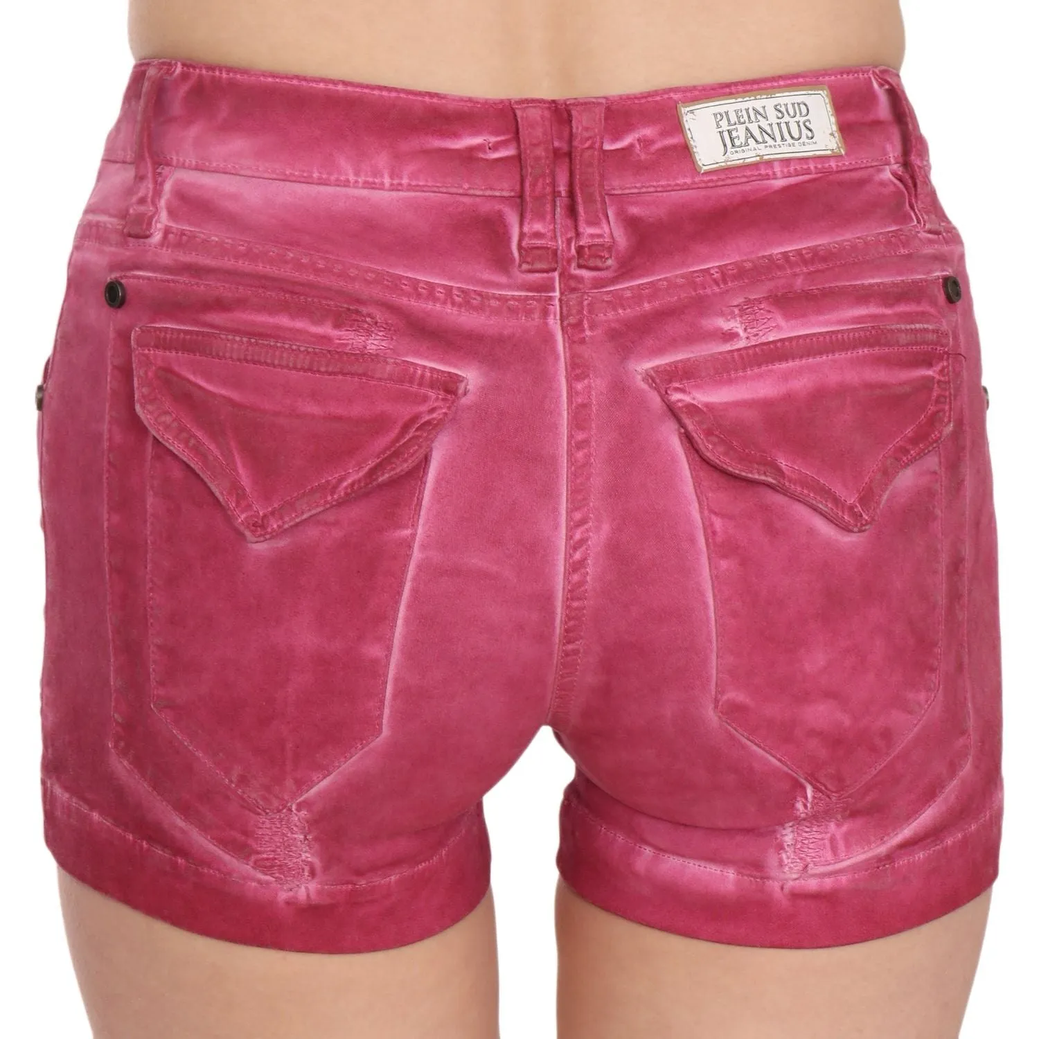 PLEIN SUD Chic Pink Washed Denim Shorts