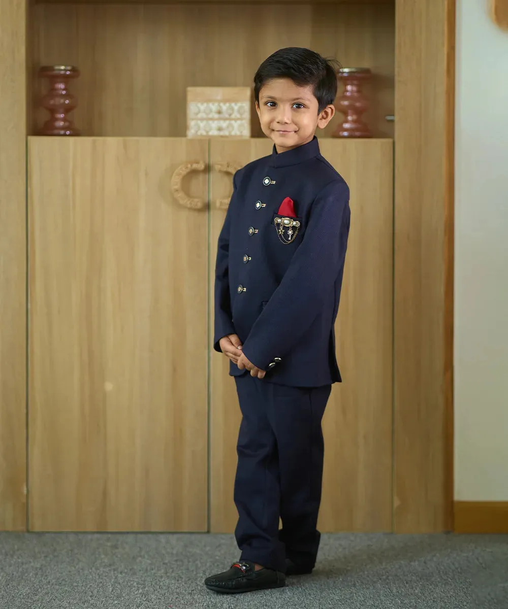 Pre-Order: Navy Jodhpuri Suit Set for Boys for Party