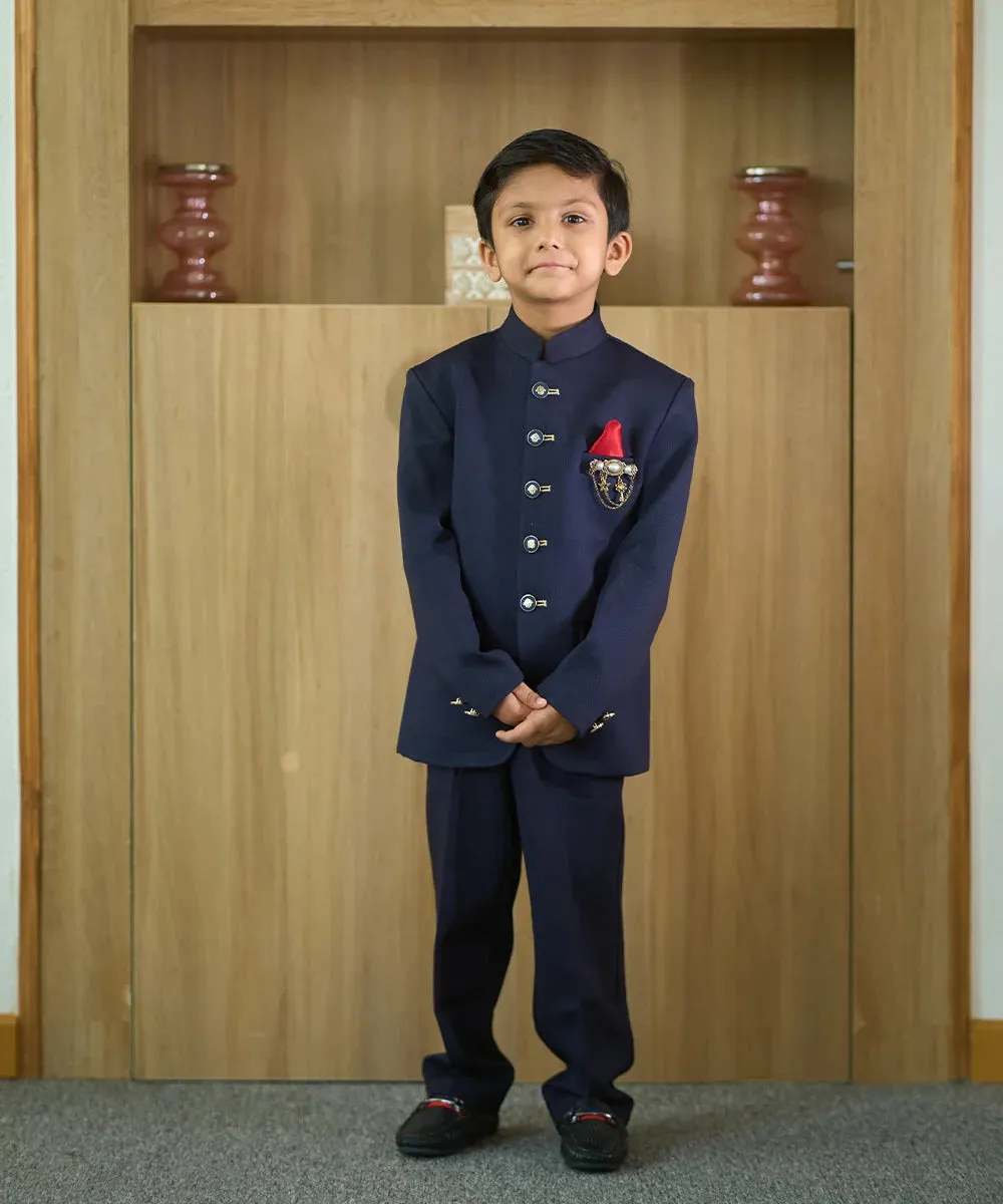 Pre-Order: Navy Jodhpuri Suit Set for Boys for Party