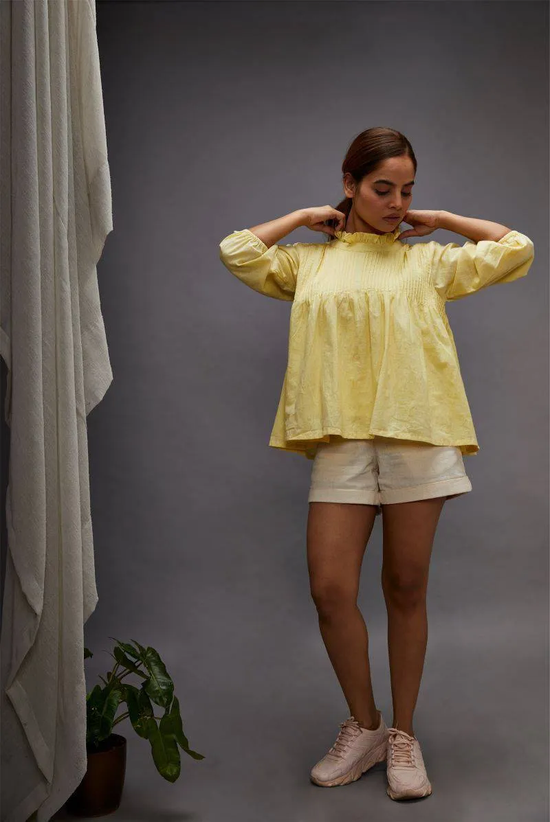 Pretty Pintuck Top - Yellow