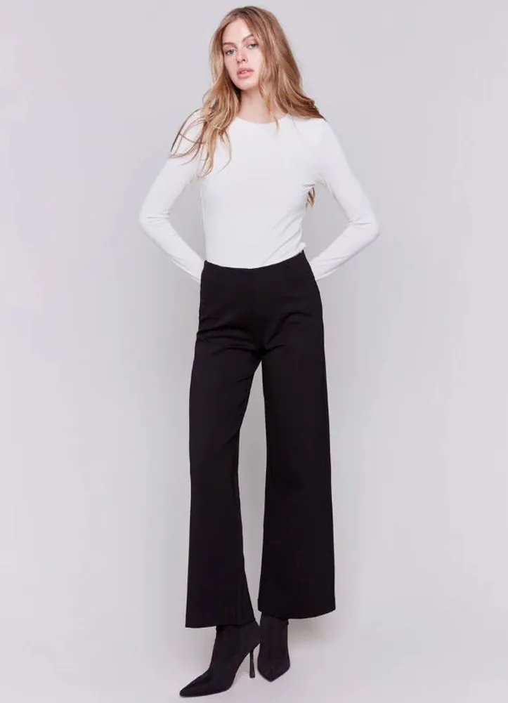 Pull on Wide Leg Pant in Black by Charlie B