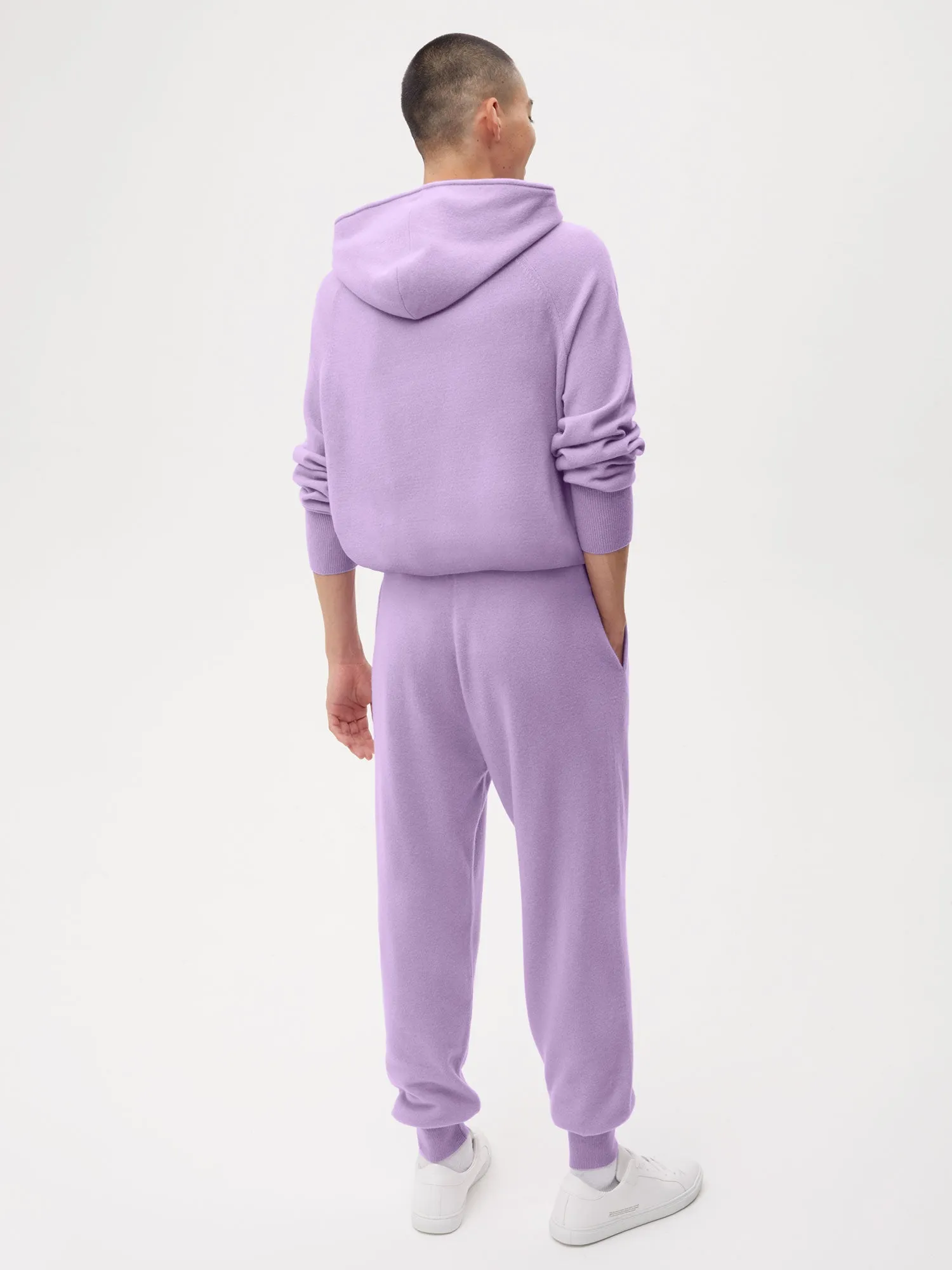 Recycled Cashmere Track Pants—orchid purple