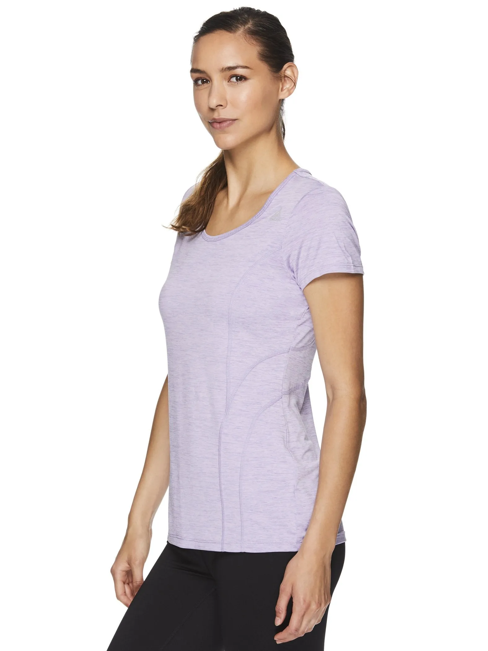 Reebok Women's Fitted Performance Linear Marled Jersey T-Shirt