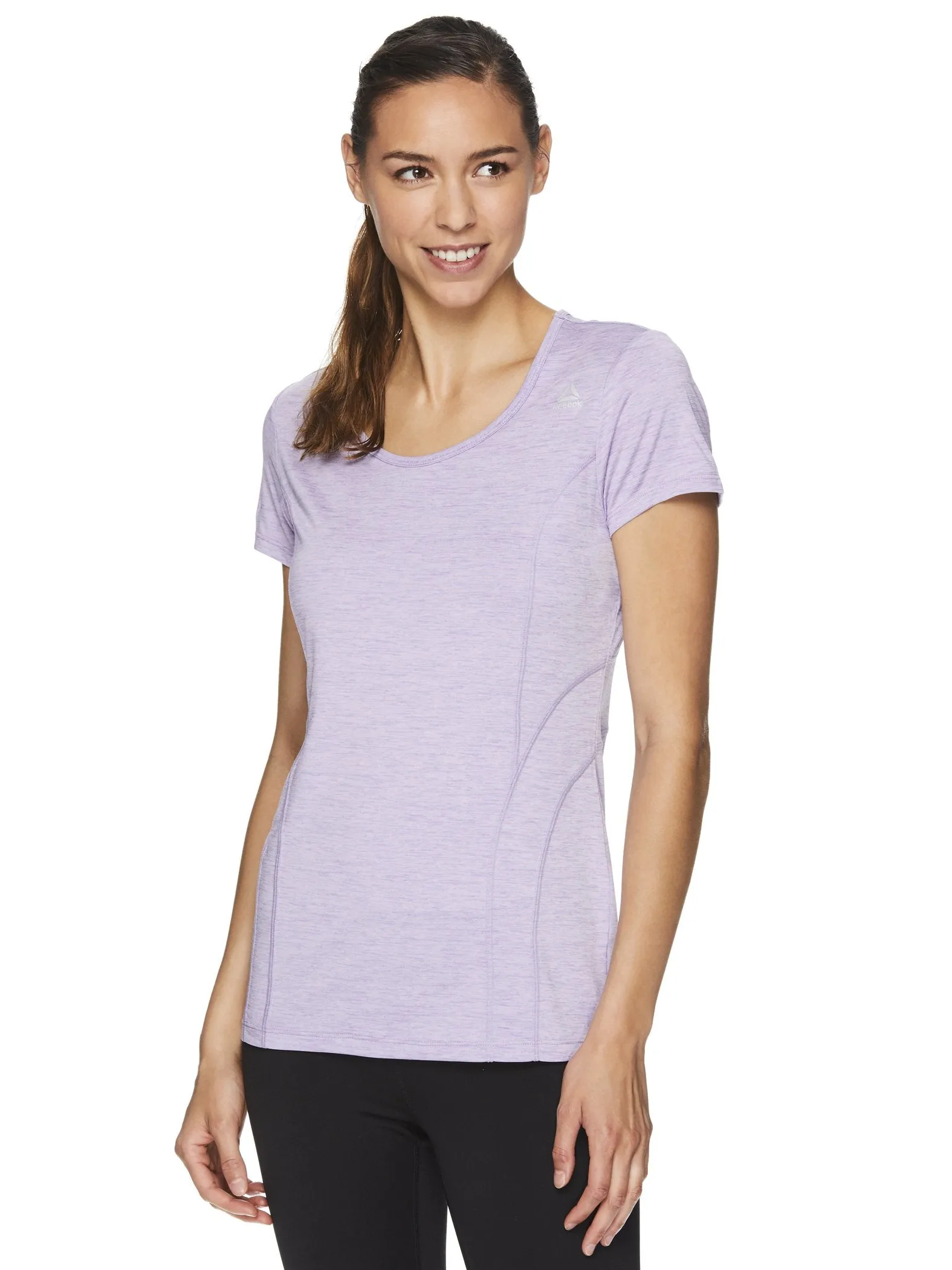 Reebok Women's Fitted Performance Linear Marled Jersey T-Shirt