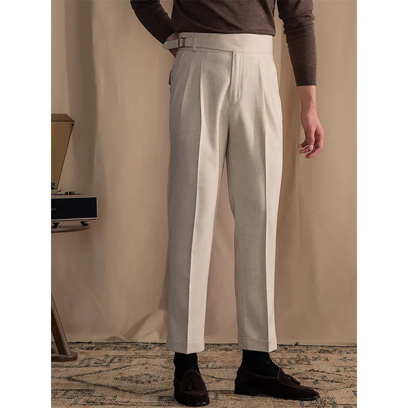 Retro Adjustable High Waist Slim Fit Trousers