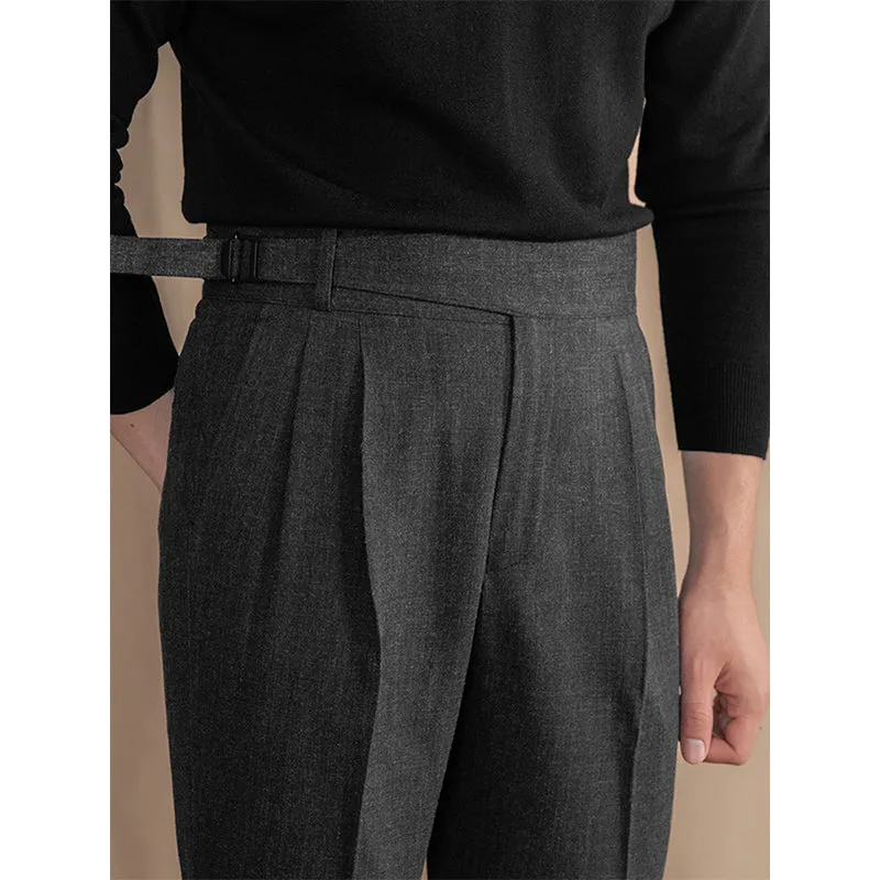 Retro Adjustable High Waist Slim Fit Trousers