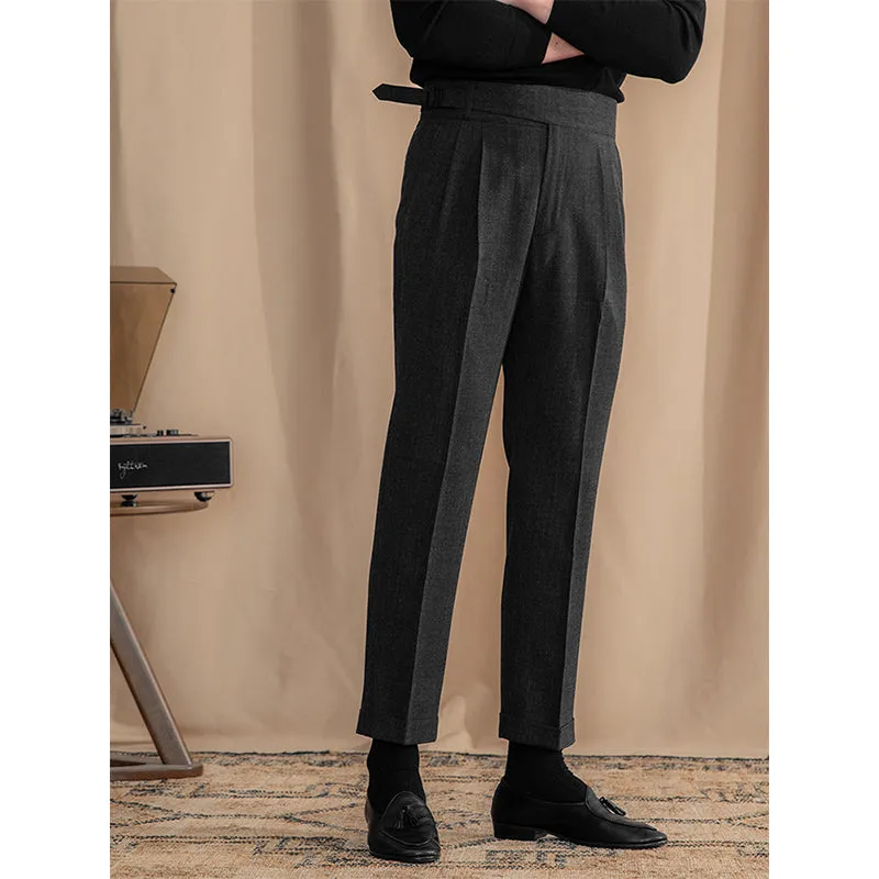 Retro Adjustable High Waist Slim Fit Trousers