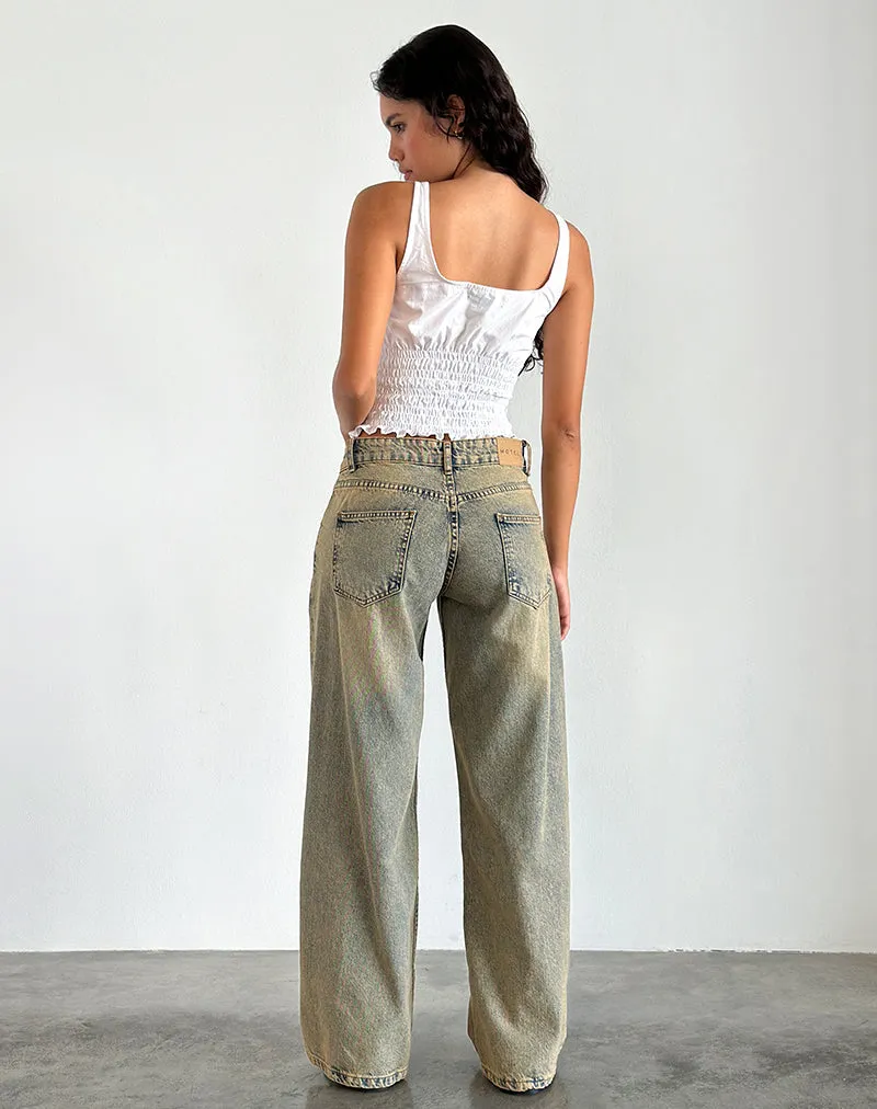 Roomy Extra Wide Leg Low Rise Jeans in Sandy Blue Acid