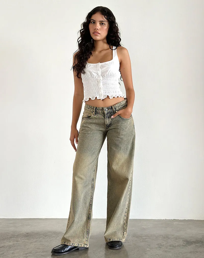 Roomy Extra Wide Leg Low Rise Jeans in Sandy Blue Acid