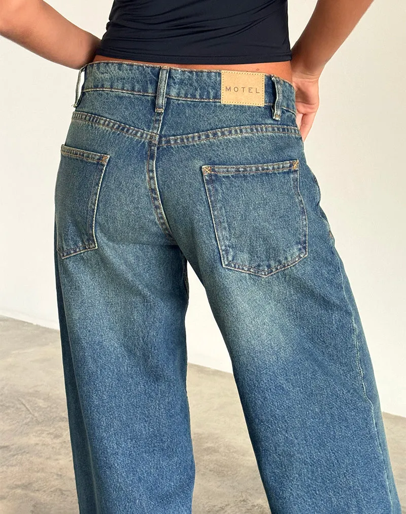 Roomy Extra Wide Low Rise Jeans in Bright Blue