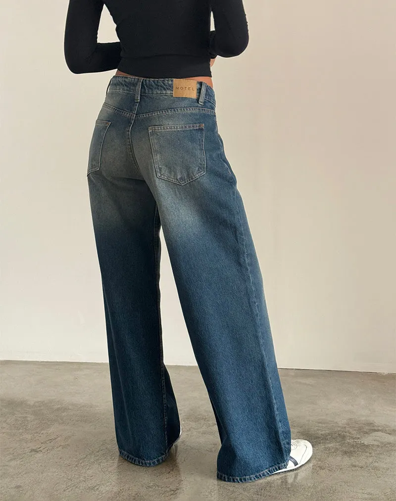 Roomy Extra Wide Low Rise Jeans in Dark Vintage