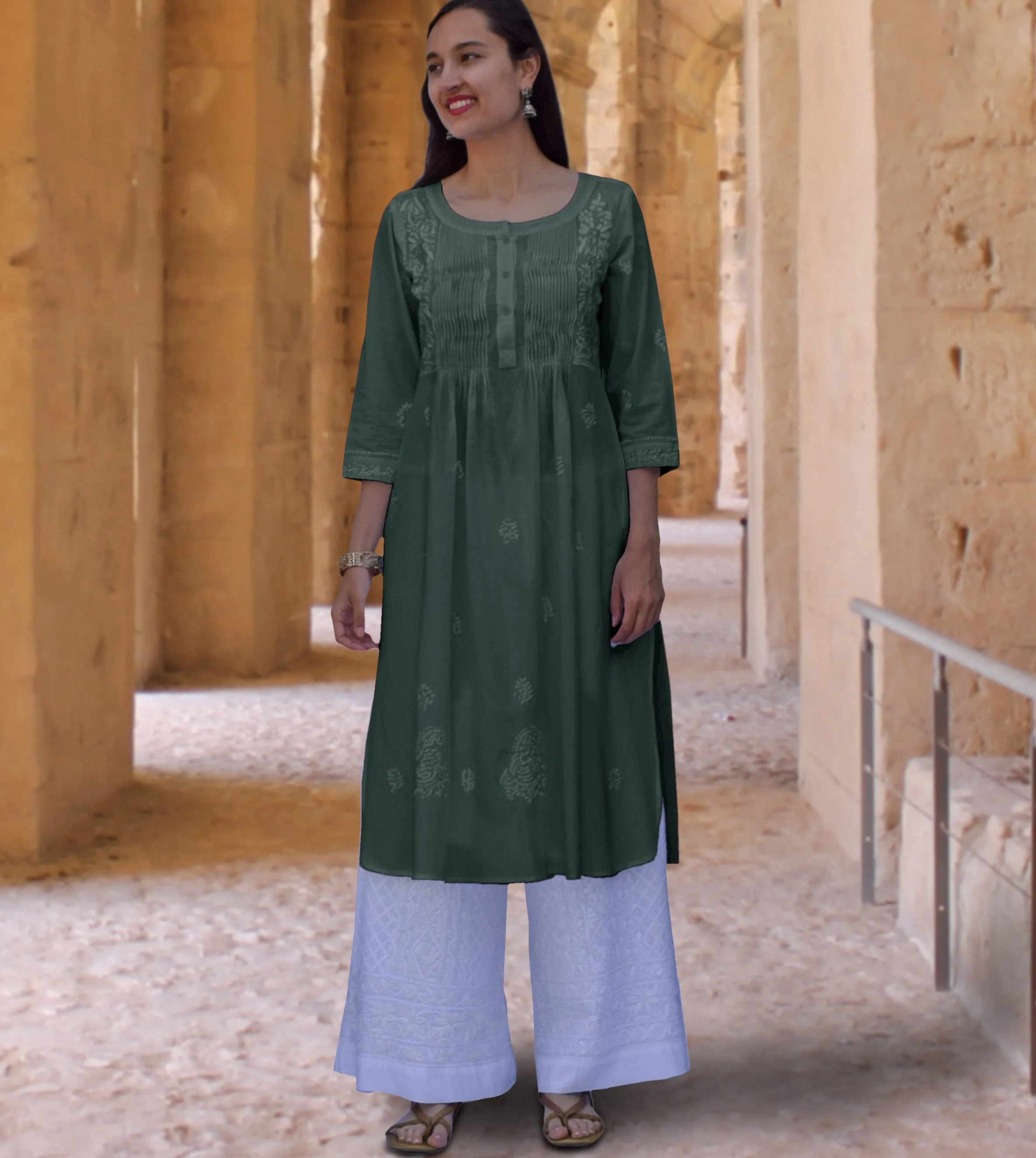 SARA Pure Cotton Hand Embroidered Long Tunic Dress Kurta: Made to Order/Customizable