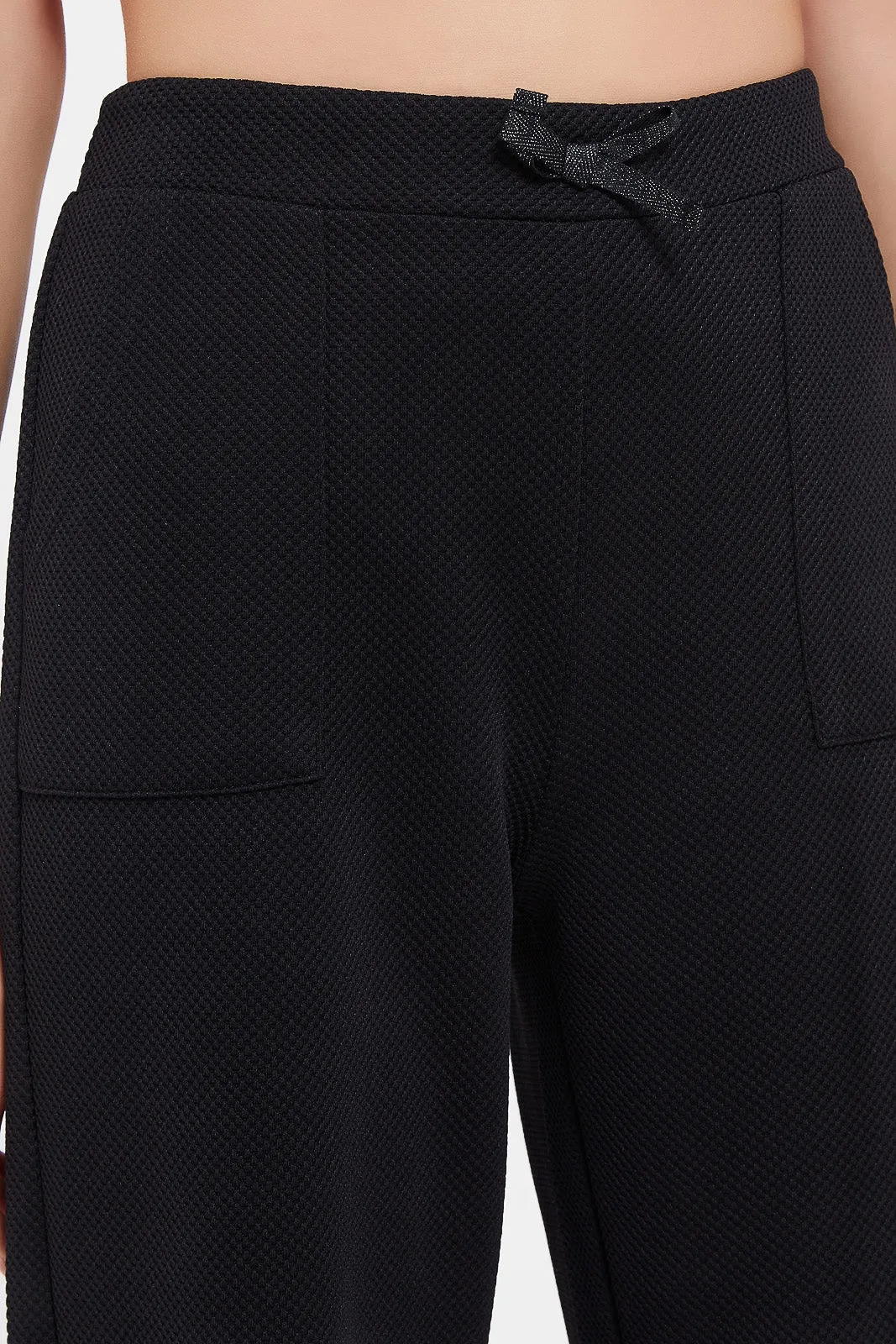 Senior Girls Black Jacquard Culottes