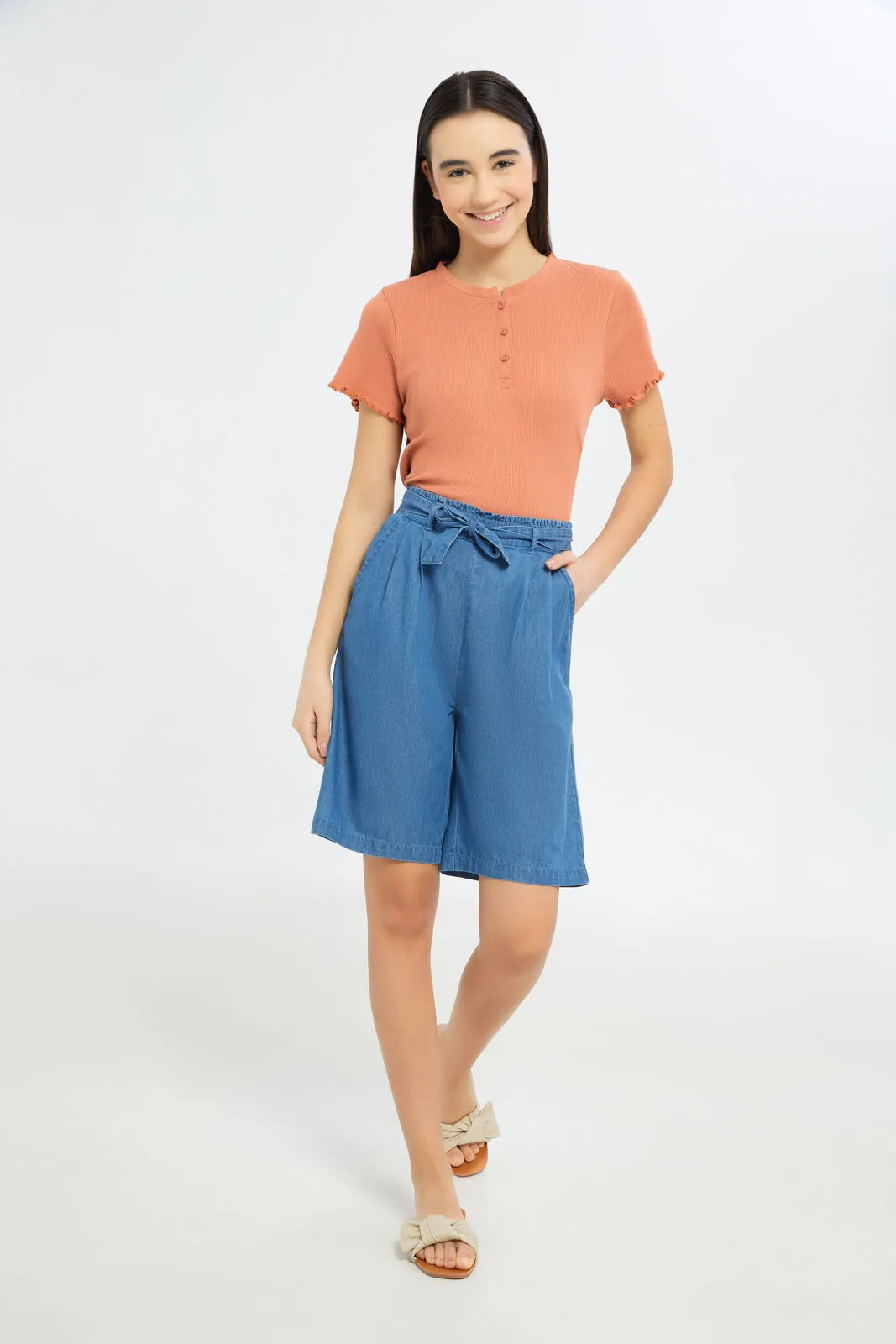 Senior Girls Blue Denim Culottes