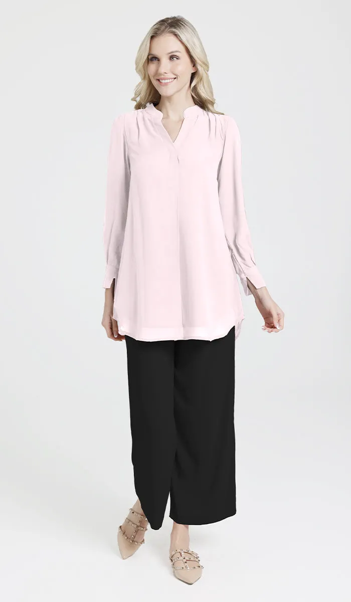 Shaina Long Chiffon Modest Top - Blush