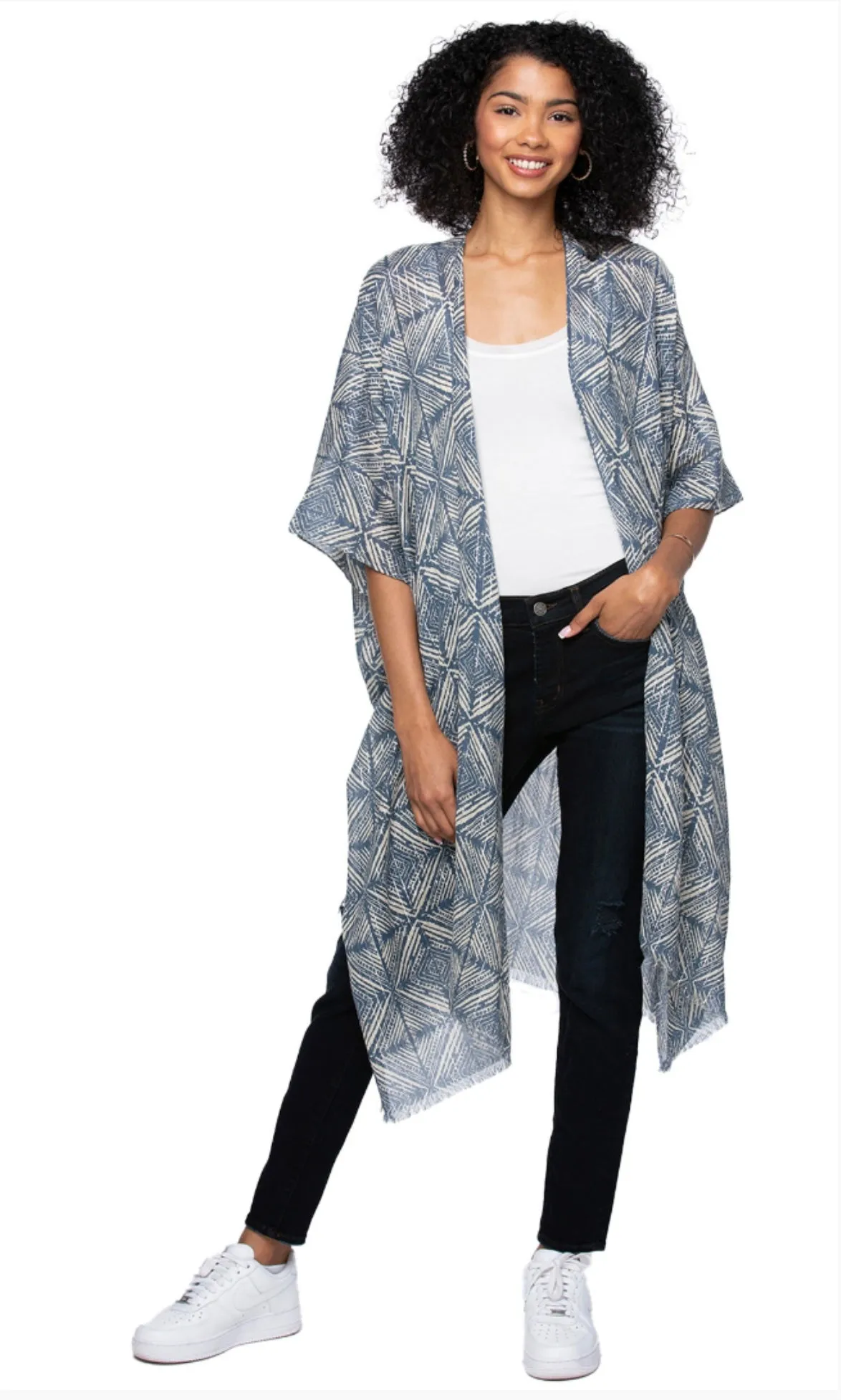 Shining Tiels Print Coverup Kimono Wrap