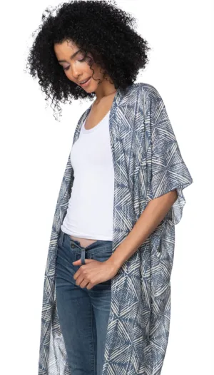 Shining Tiels Print Coverup Kimono Wrap