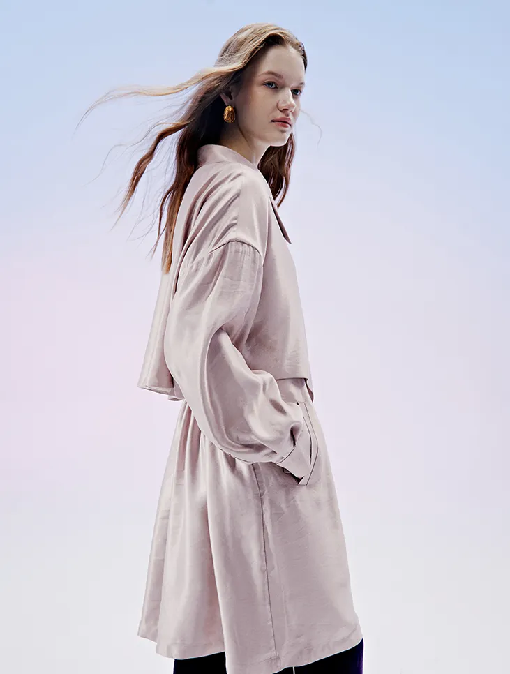 SILKINC Silk-Linen Trench Coat