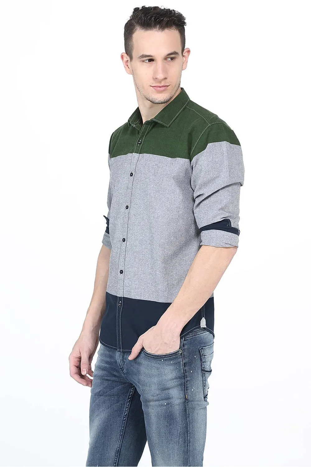 Slim Fit Engineered Stripes Shirt