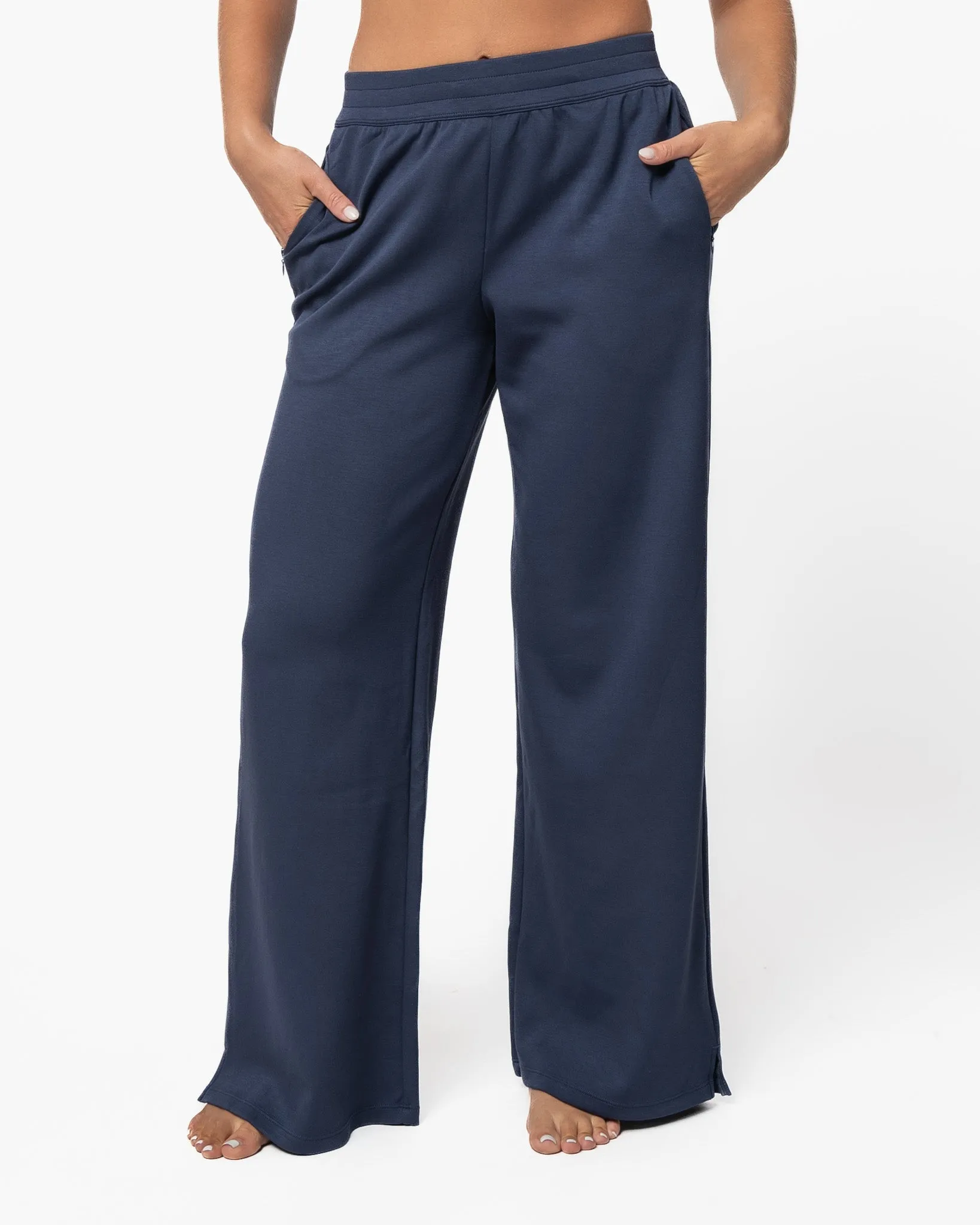 Soft Scuba Wide Leg Pant - Light Navy