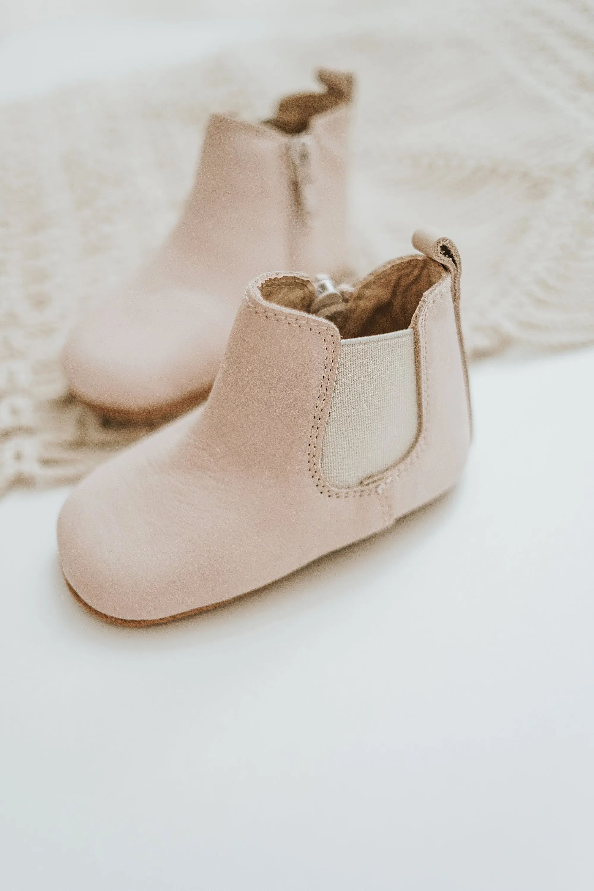 Soft Sole Waxed Leather Chelsea Boot Vail Cream