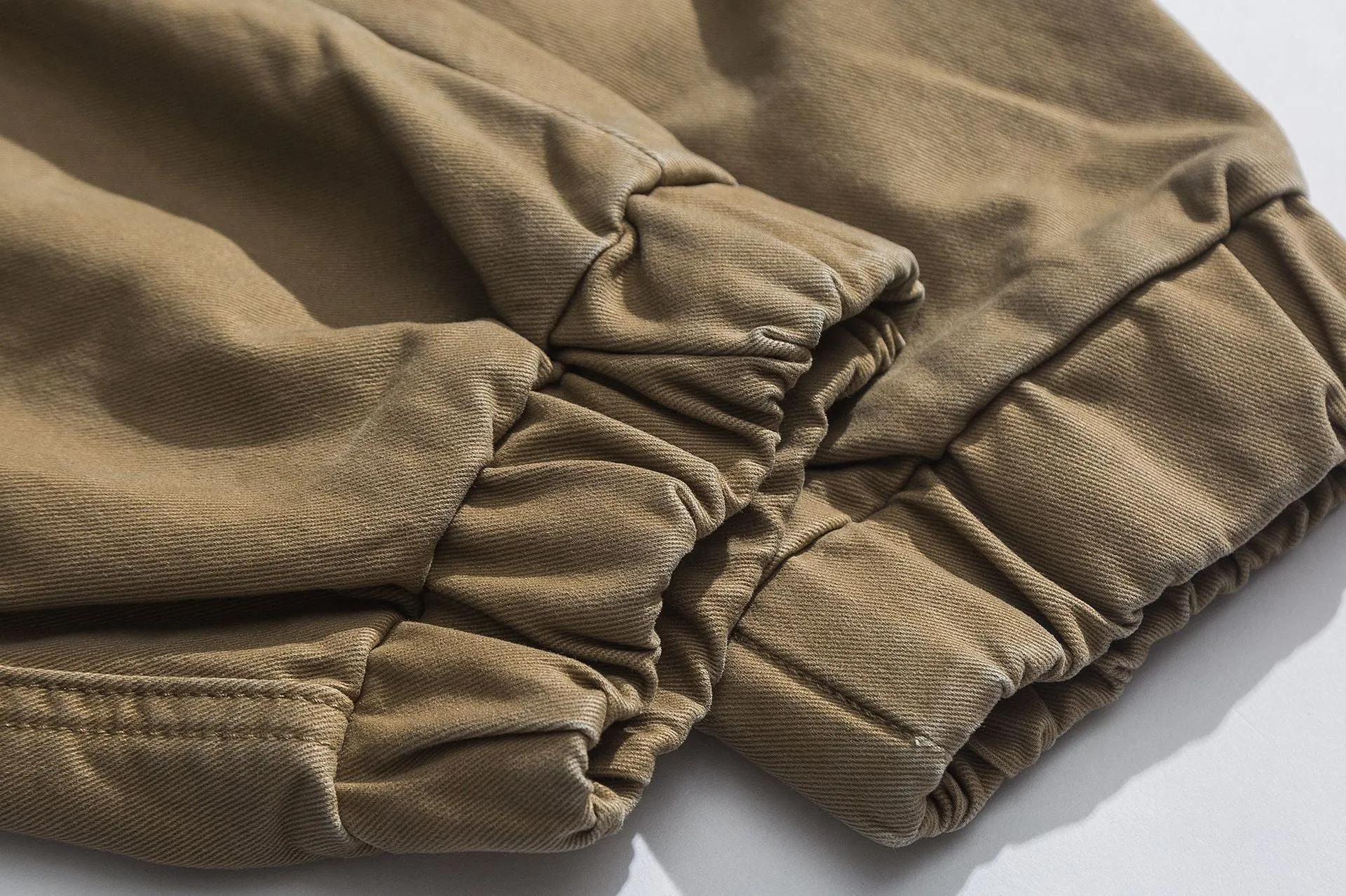 Solid Cotton Pockets Cargo Jogger Pants