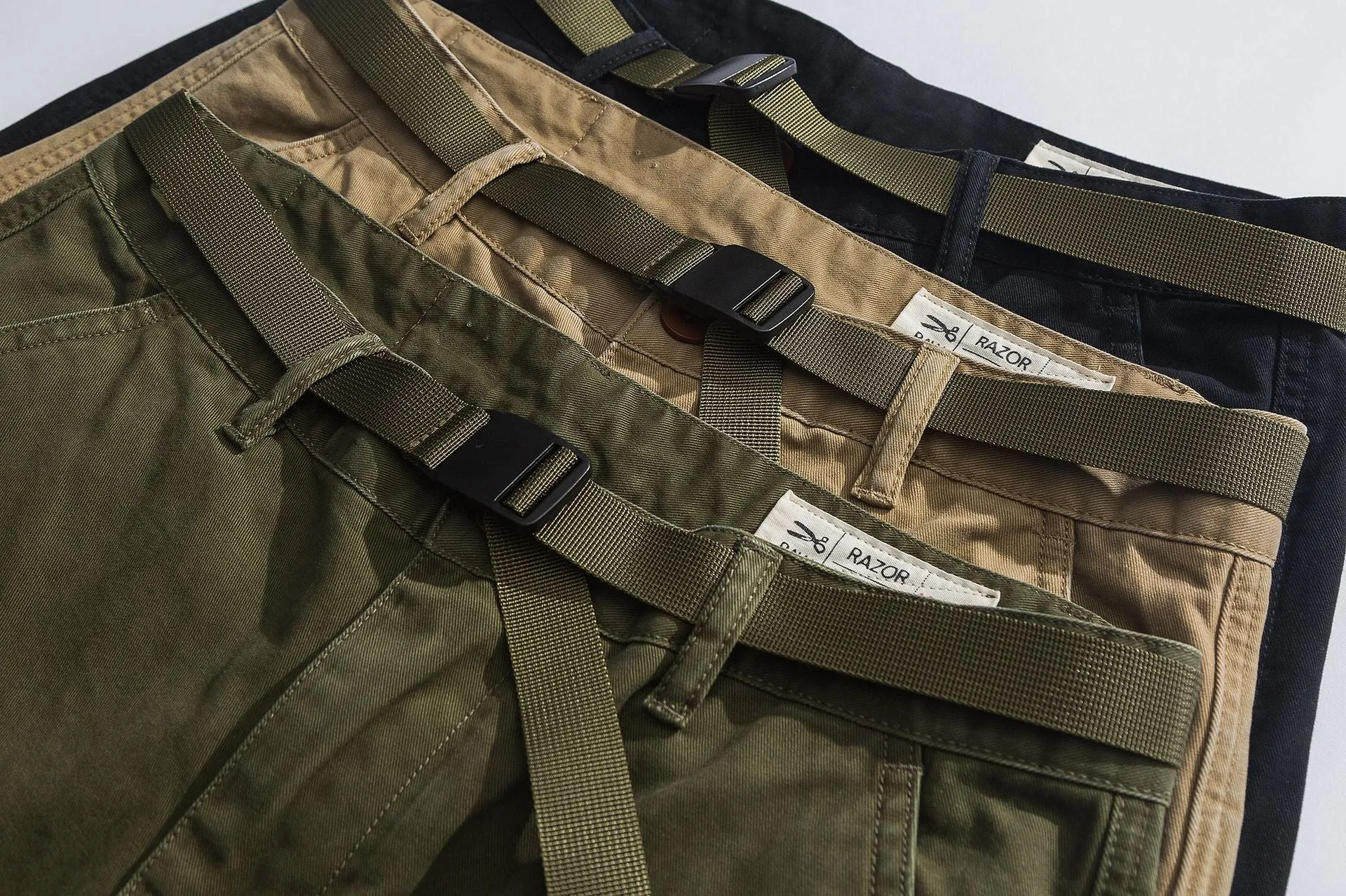 Solid Cotton Pockets Cargo Jogger Pants