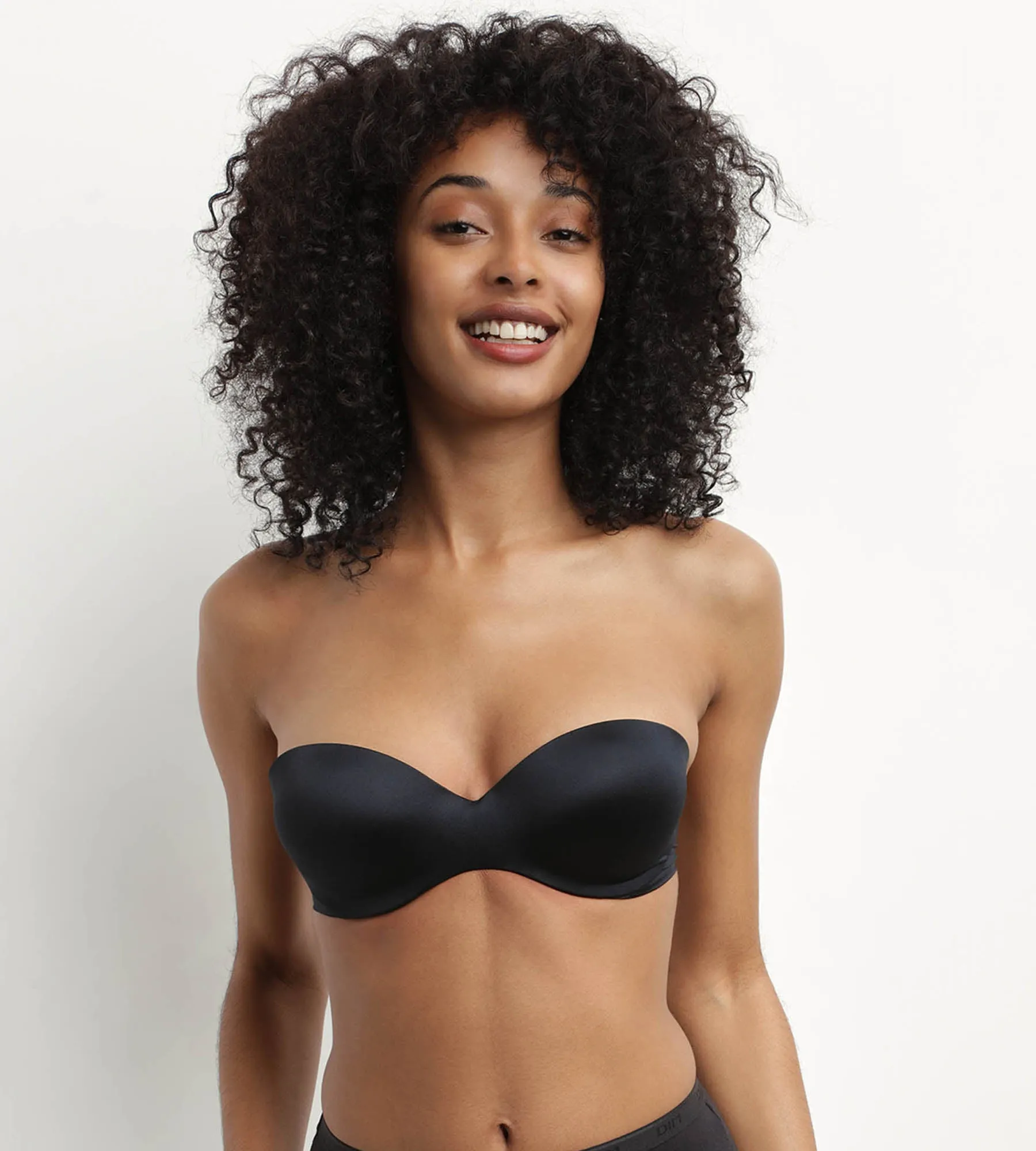 Soutien-gorge bandeau à bretelles amovibles en microfibre noire Dim