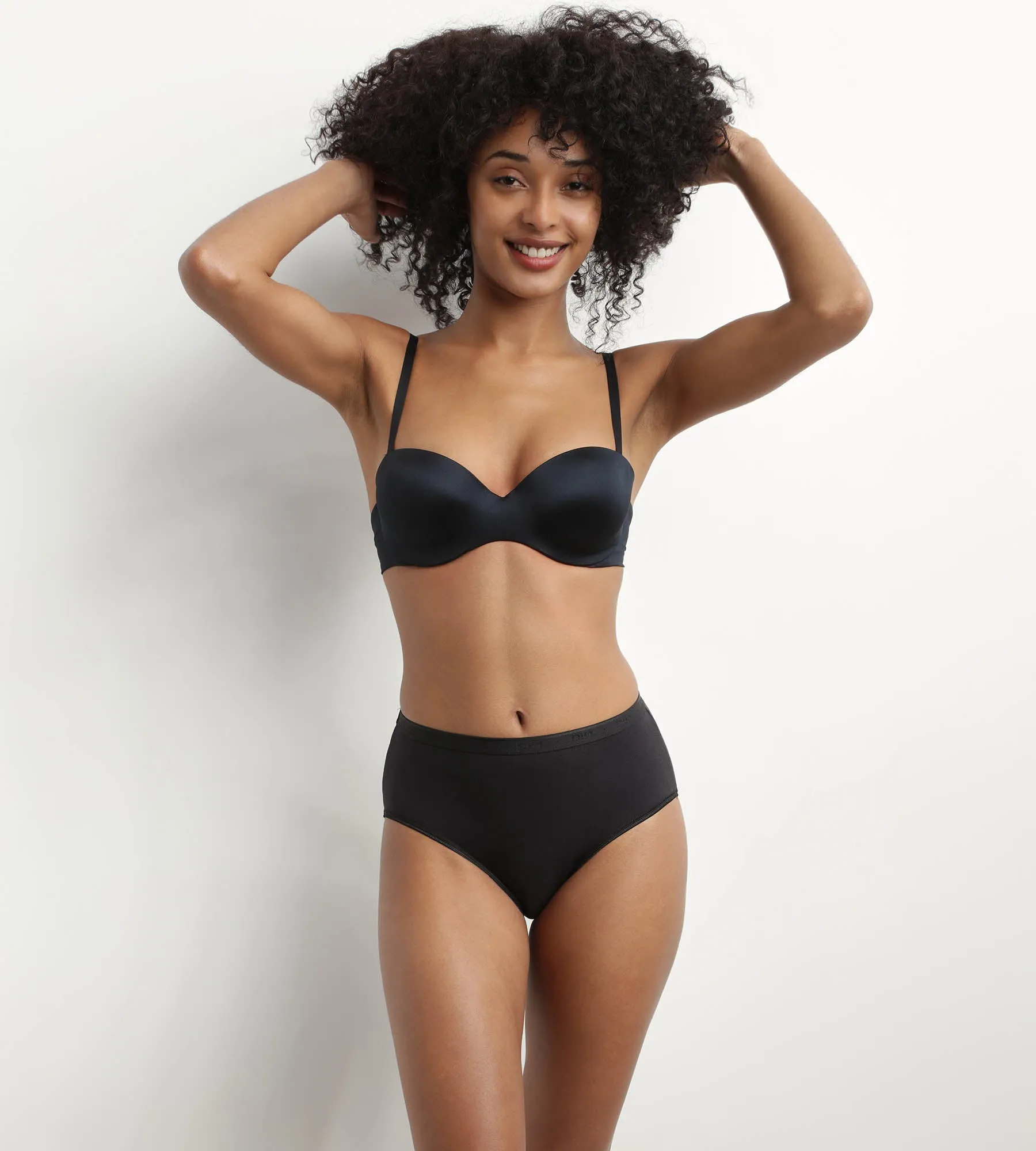 Soutien-gorge bandeau à bretelles amovibles en microfibre noire Dim