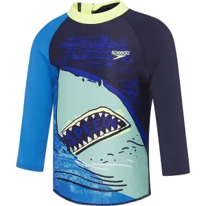 Speedo Junior Boys Gnarly Dino Long Sleeve Rashie - Blue