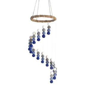 Spiral Felt Ball Mobile- Royal Blue, Baby Blue, Gray, White