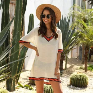 Striking V-neck Tunic Dress Cover Up