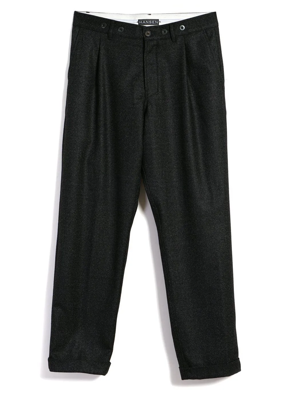 SUNE | Pleated Wide Cut Trousers | Black Marble