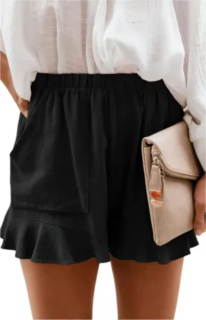 TEEK - Ruffled Hem Pocketed Shorts