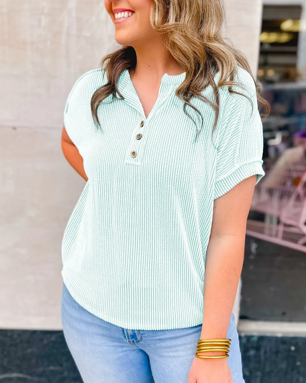 Texture Henley T-Shirt Plus Size