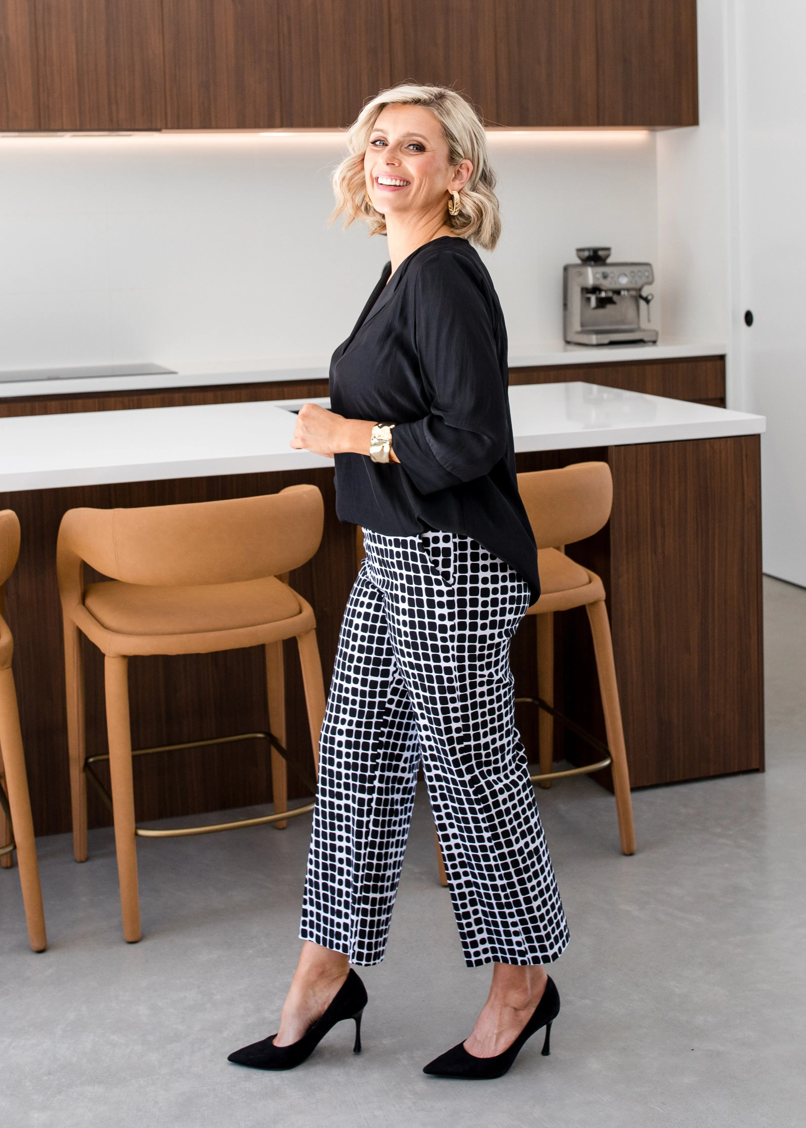 Ticket printed bengaline culottes in Stark Black print