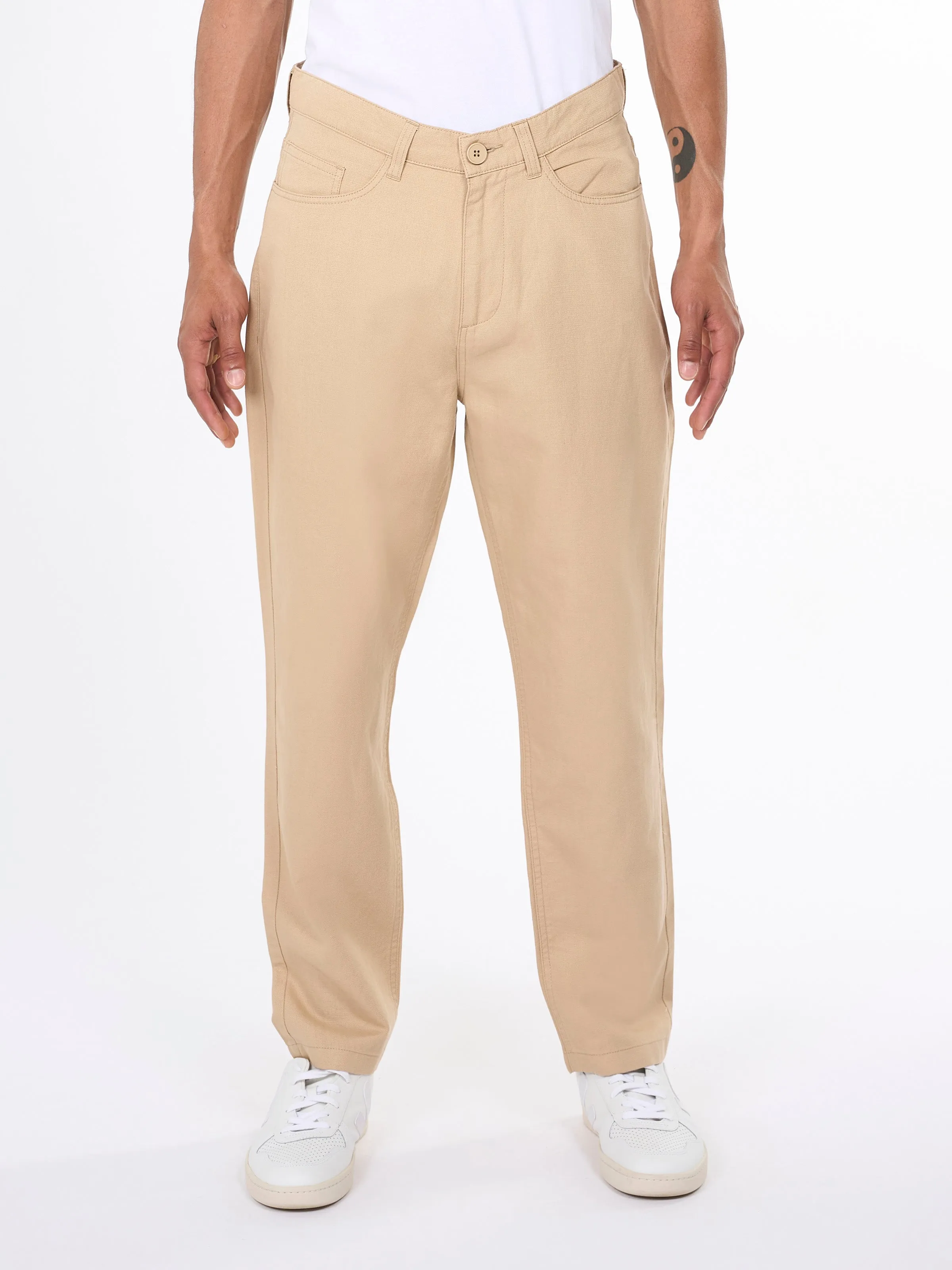 TIM 5-pocket cotton-linen blend twill pant - Safari