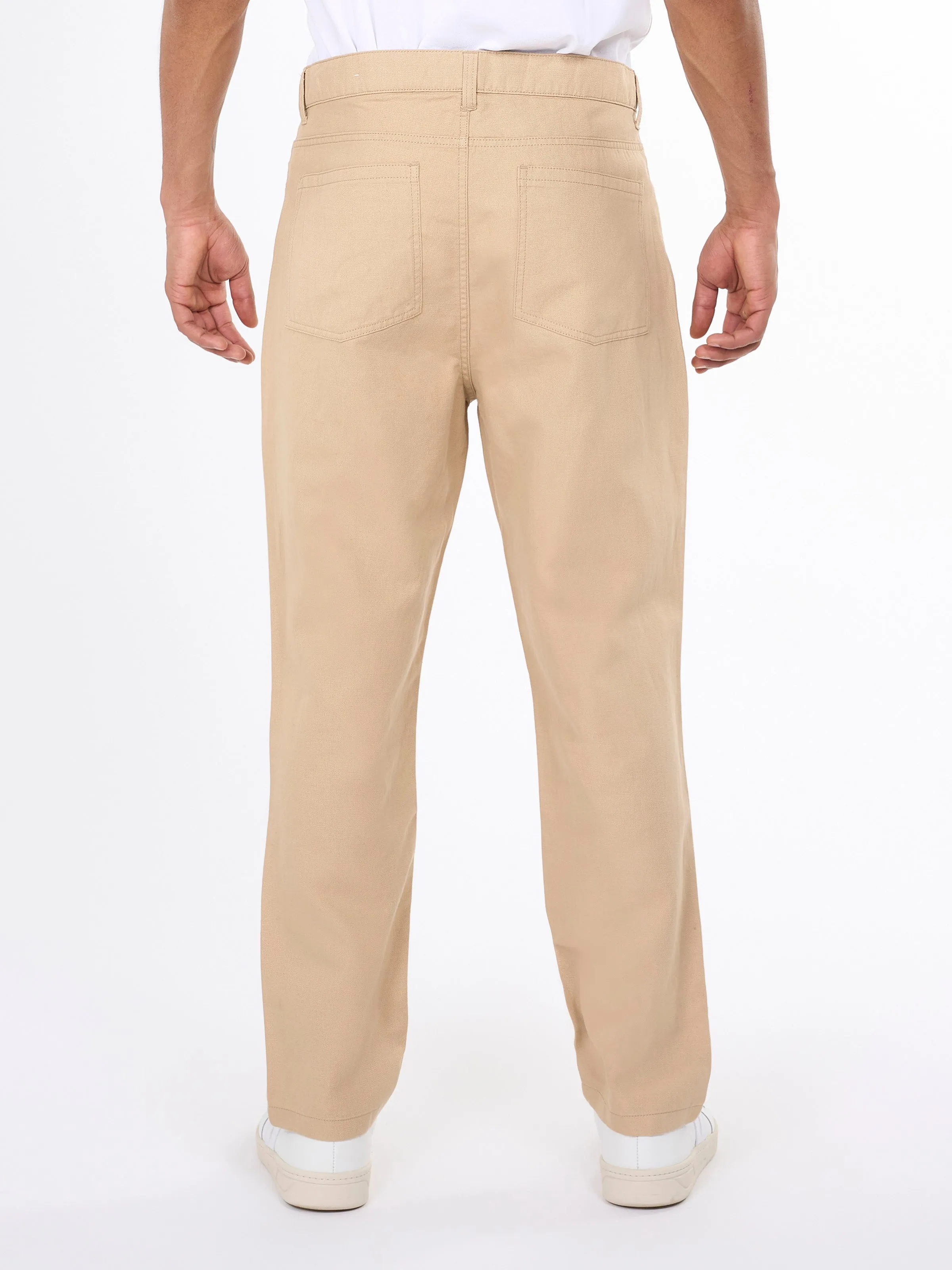 TIM 5-pocket cotton-linen blend twill pant - Safari