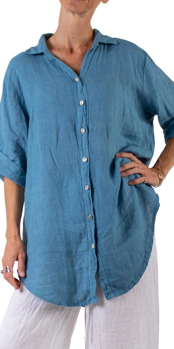 Trapani Button Down Linen Tunic