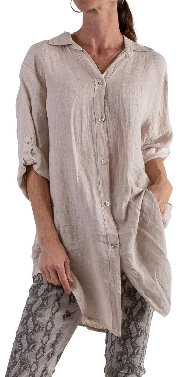 Trapani Button Down Linen Tunic