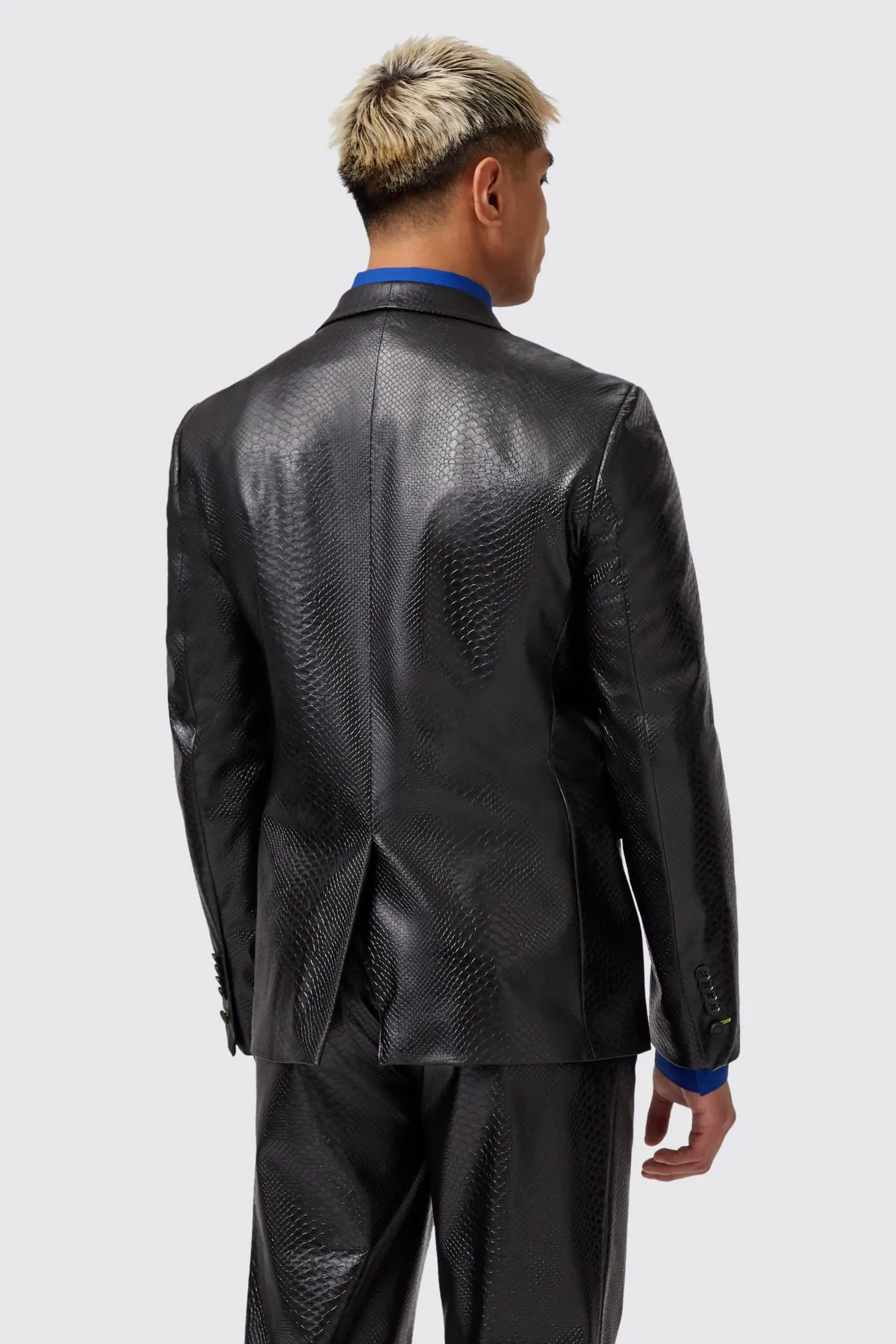 Trinity Slim Fit Faux Leather Snakeskin Jacket