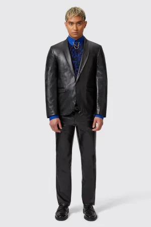 Trinity Slim Fit Faux Leather Snakeskin Suit