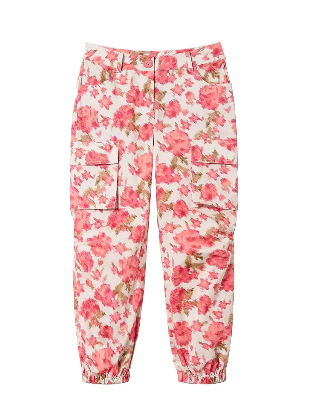 Twinset girls' Floral poplin cargo trousers