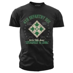 US Army 4th Infantry Retro  - Black Ink Mens T-Shirt